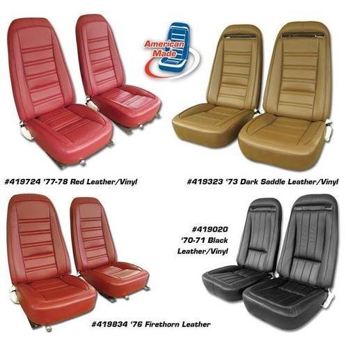 Corvette Leather Seat Covers. Dark Blue 100%-Leather: 1975