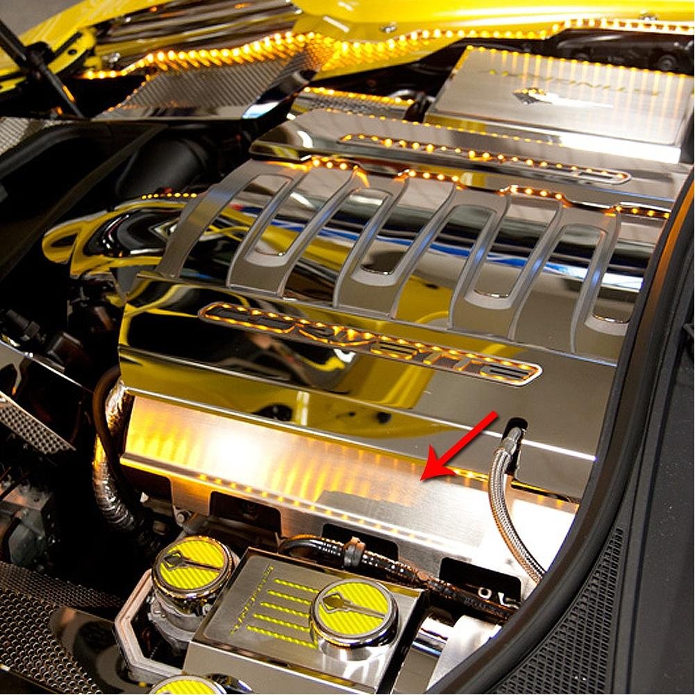 Corvette Lower 2pc. Fuel Rail Covers - Brushed - Dry Sump Only : C7 Stingray, Z51