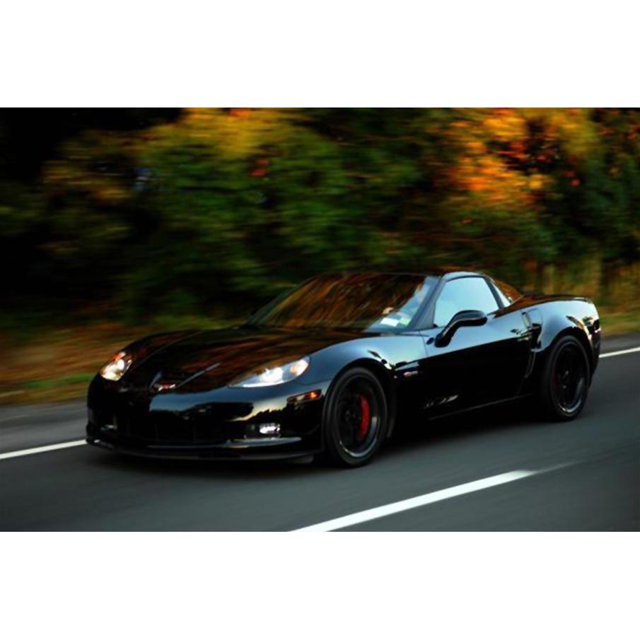 2006 C6Z06 Split Spoke Corvette GM Wheel Exchange (Set): Semi-Gloss (Satin Finish) Black Powder Coat 18x9.5/19x12