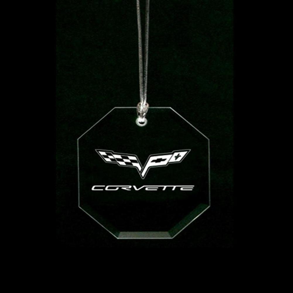 Corvette Christmas Tree Crystal Ornament - Hex Shape with Emblem : 2005-2013 C6, Z06