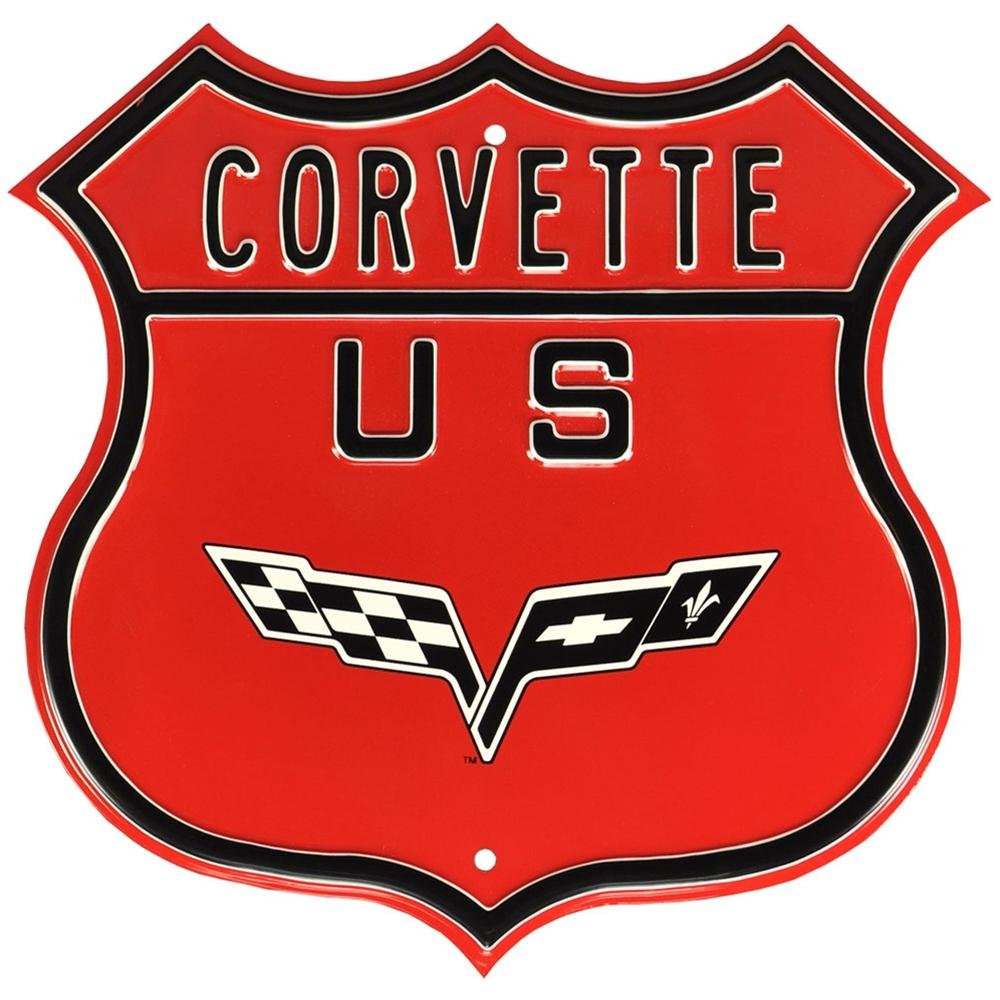 Corvette US Route Street Sign 17" x 17" : 2005-2013 C6