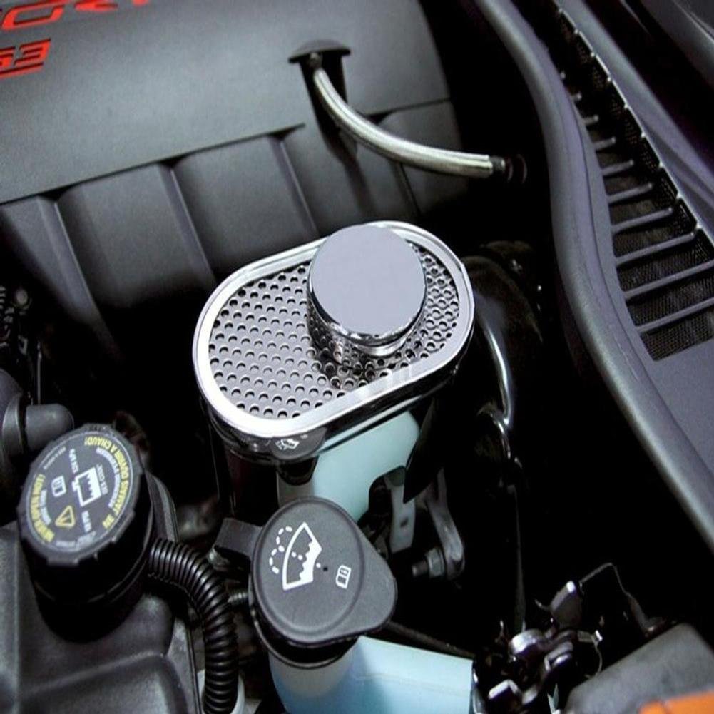 Corvette Brake Master Cylinder Cover - Perforated Stainless Steel : 2009-2013 C6,Z06,ZR1,Gand Sport