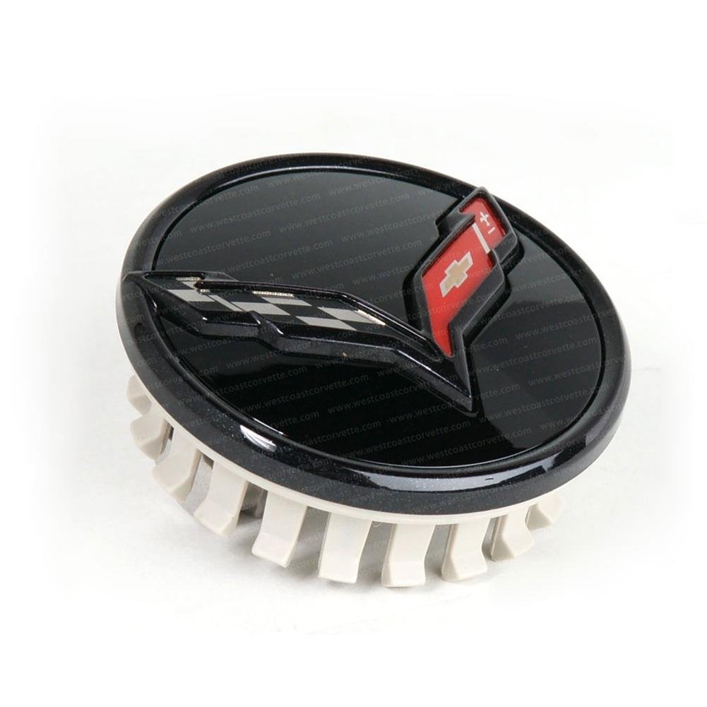 C7 Corvette Stingray - GM Center Cap w/Crossed Flags Logo - Carbon Flash Black