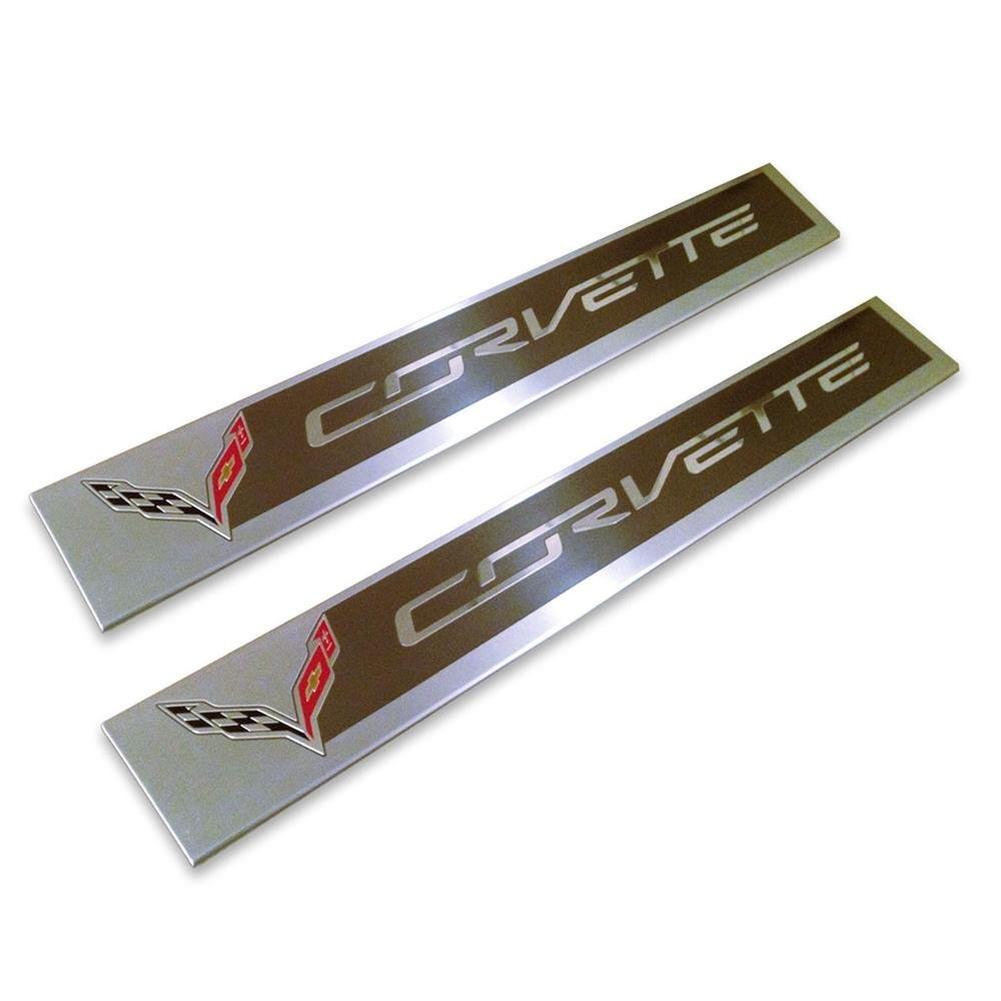 Corvette Door Sill Plates, Corvette w/Crossed Flags Logo : C7 Stingray, Z51