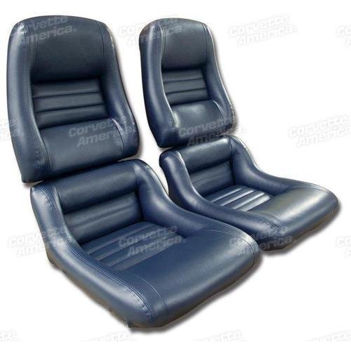 Corvette Mounted Leather Like Seat Covers. Dark Blue 2-Bolster: 1982