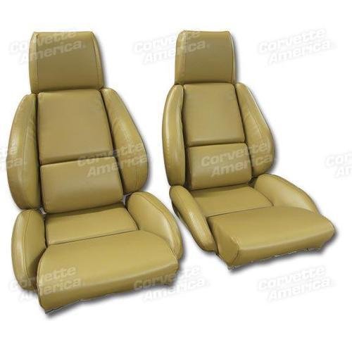 Corvette Mounted Leather Like Seat Covers. Saddle Standard No-Perforations: 1984-1987