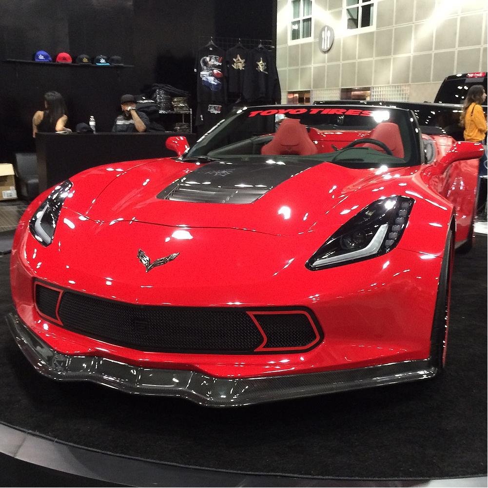 Corvette Front Grille - GT Strada - Black w/Brushed Port Accent Trim : C7 Stingray, Z51