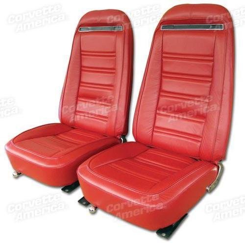 Corvette Leather Seat Covers. Red Leather/Vinyl Original: 1972