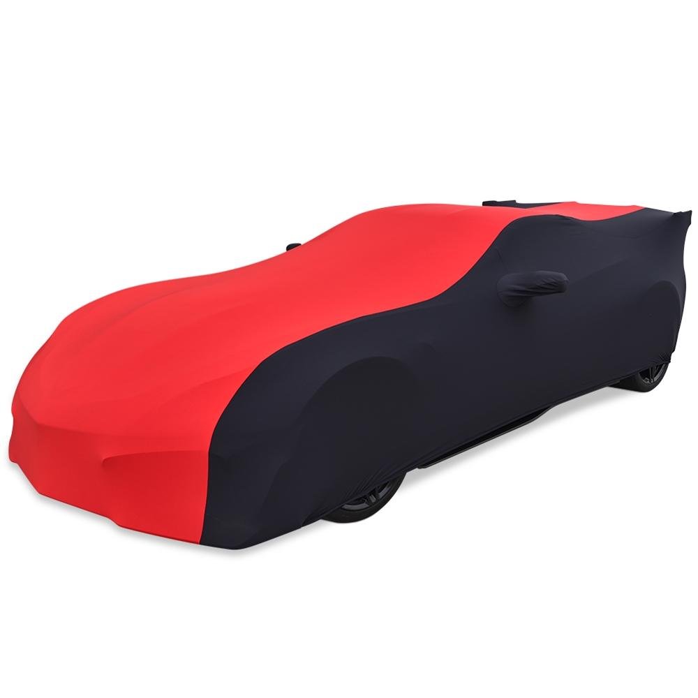 Corvette Ultraguard Stretch Satin Sport Car Cover - Red/Black - Indoor : C7 Stingray, Z51, Z06, Grand Sport, ZR1