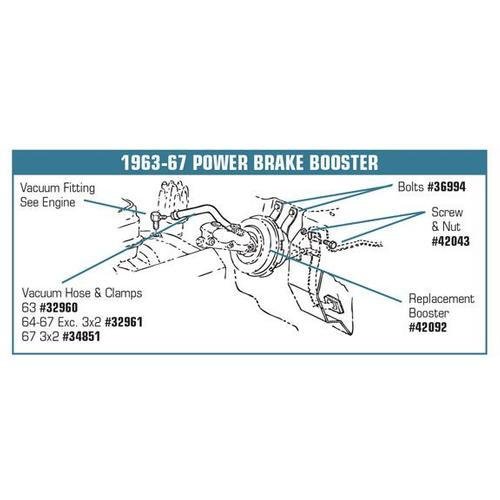Corvette Power Brake Booster Kit 9-: 1964-1967