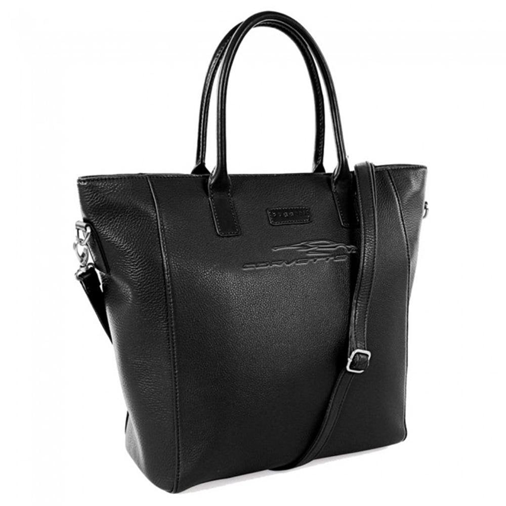 Next Generation Corvette Leather Crossbody Tote : Black