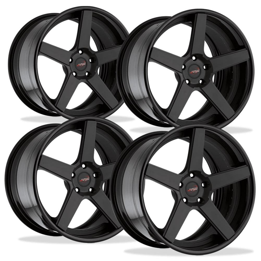 Corvette Custom Wheels - WCC 835 3 Pc. Forged Series (Set) : Flat Black Face with Gloss Black Lip