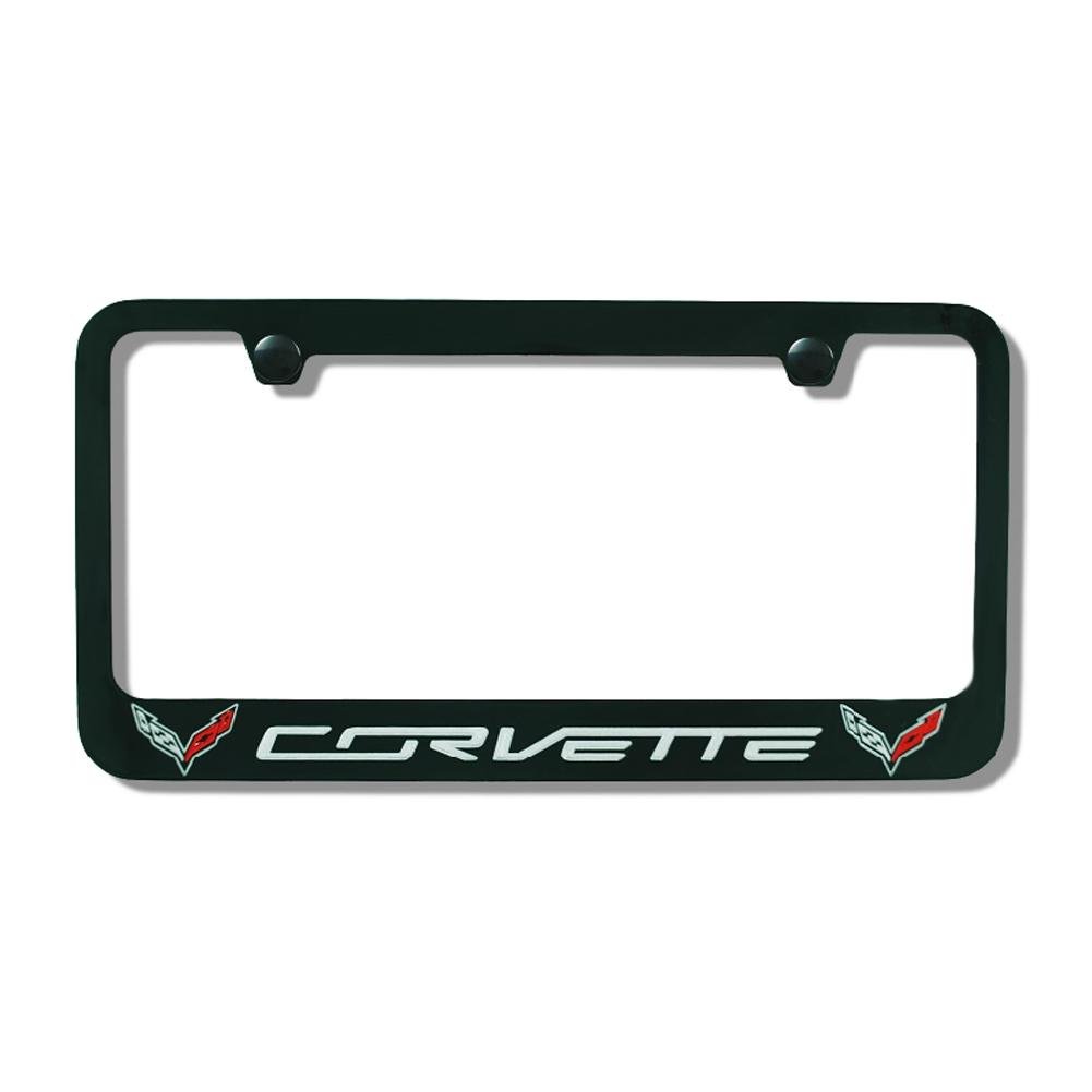 C7 Corvette Stingray Black License Plate Frame w/Double Logo