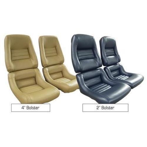 Corvette Mounted Leather Seat Covers. Silver Pace 100%-Leather 2-Bolster: 1978