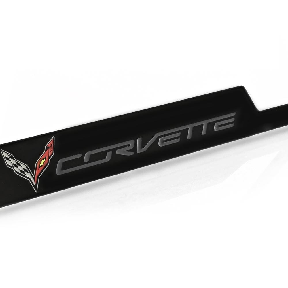 C7 Corvette Stingray Open Corner License Plate Frame - Polished Black