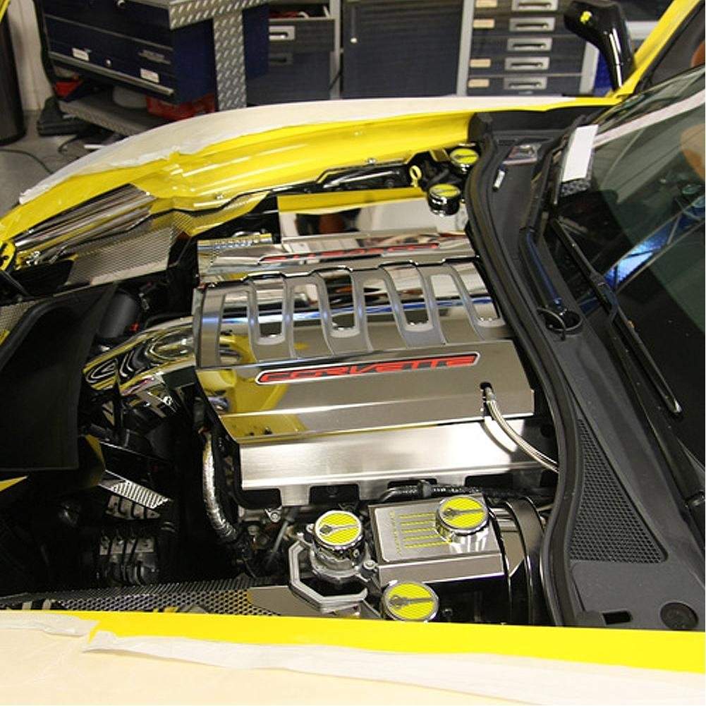 Corvette Lower 2pc. Fuel Rail Covers - Brushed - Dry Sump Only : C7 Stingray, Z51