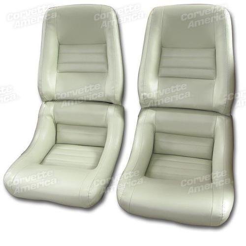 Corvette Mounted Leather Like Seat Covers. Oyster 4-Bolster: 1979-1980