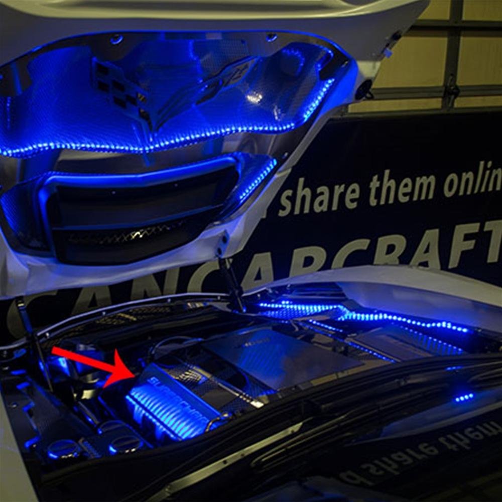 Corvette Supercharged Fuel Rail Covers - Illuminated - Stainless Steel : C7 Z06