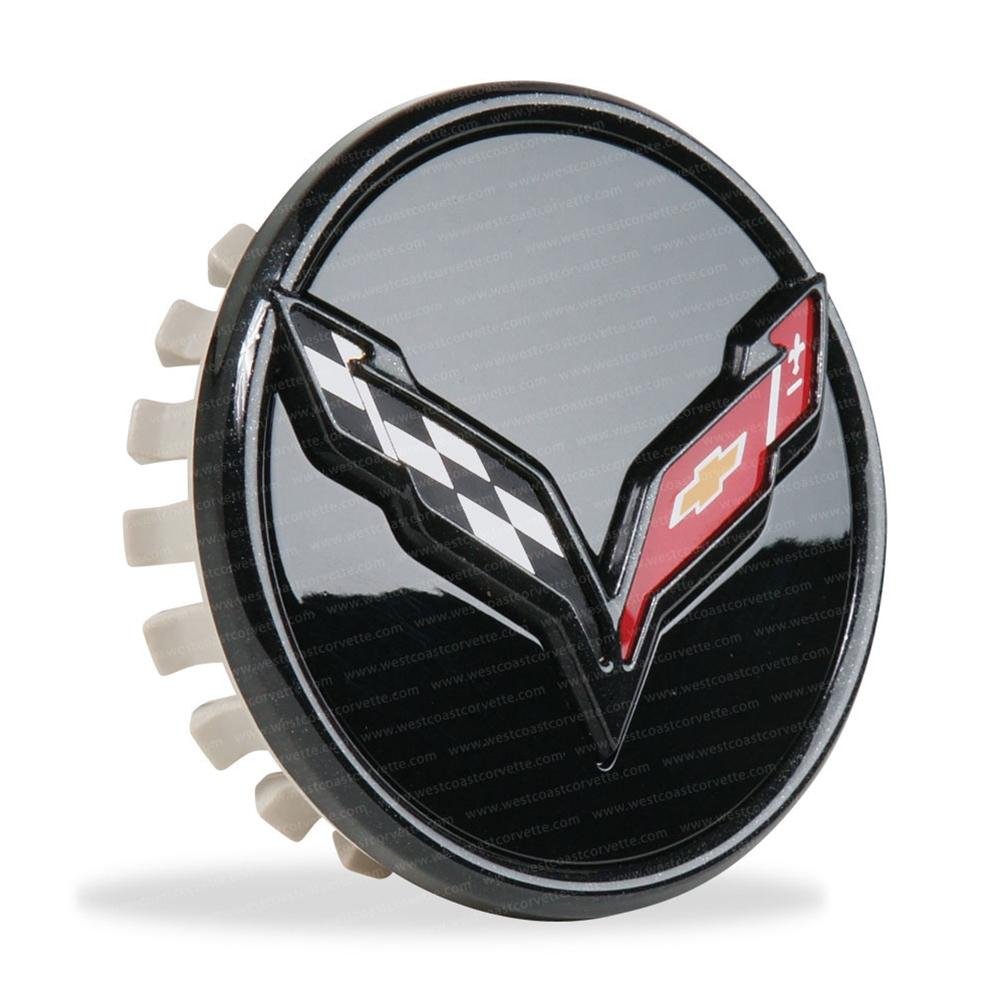 C7 Corvette Stingray - GM Center Cap w/Crossed Flags Logo - Carbon Flash Black