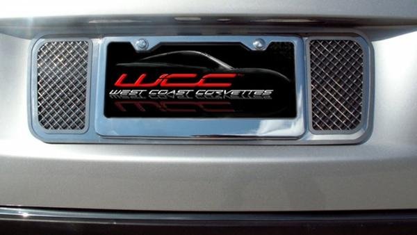 Corvette License Plate Frame - Laser Mesh Stainless Steel : 2005-2013 all