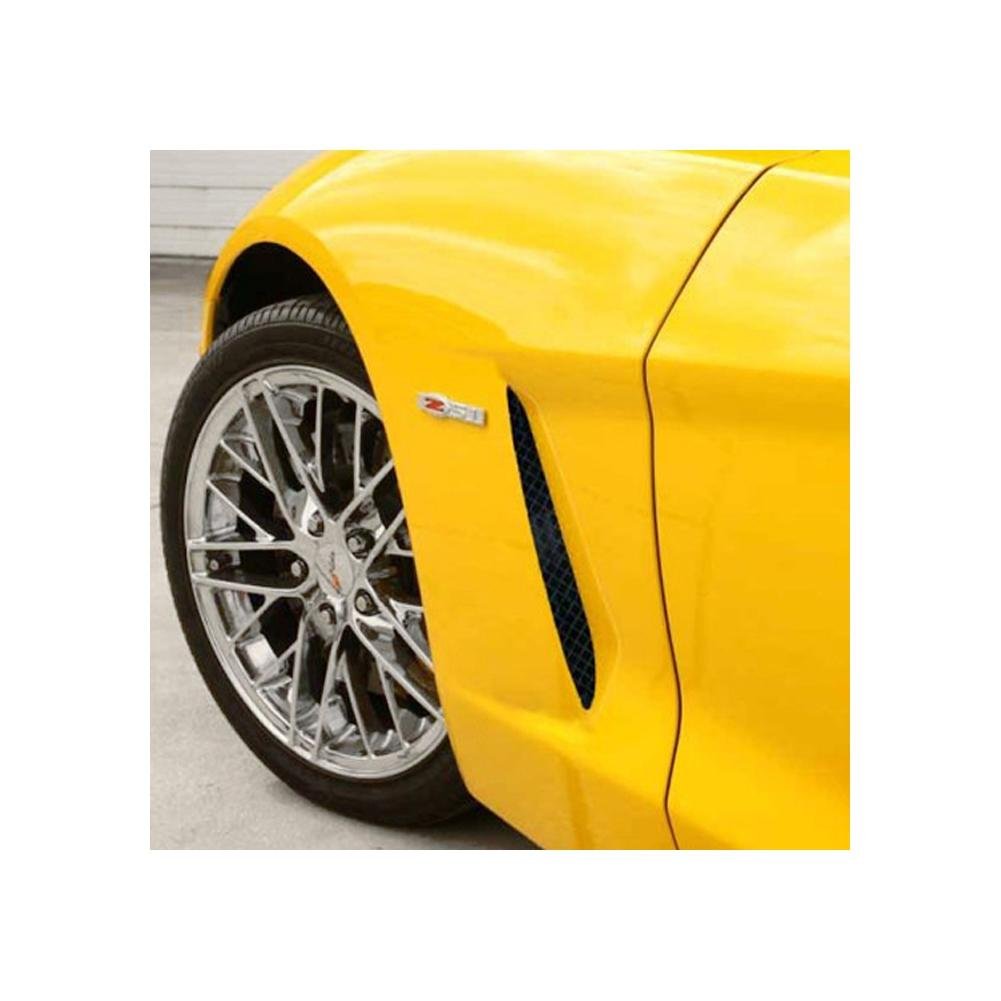 Corvette Side Grilles (Set) - Laser Mesh Black Stealth Stainless Steel : 2005-2013 C6