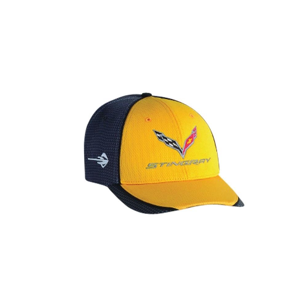 Corvette Hat/Cap - Embroidered - Carbon Fiber Pattern - Yellow : C7 Stingray