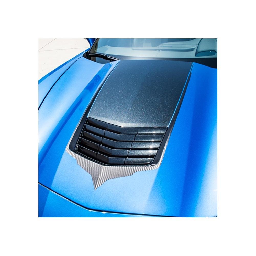Corvette Hood Vent Graphic - Black Carbon Fiber w/Brushed Black Trim : C7 Stingray, Z51