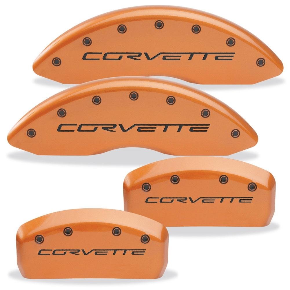 Corvette Brake Caliper Cover Set (4) - Body Color Matched with Black Bolts and Script : 2005-2013 C6 only