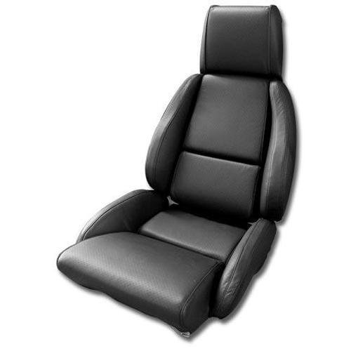 Corvette Driver Leather Seat Covers. Black Standard No-Perforations: 1984-1988