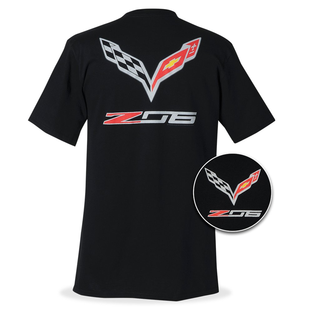 C7 Corvette Stingray Z06 with Crossed Flags T-shirt : Black