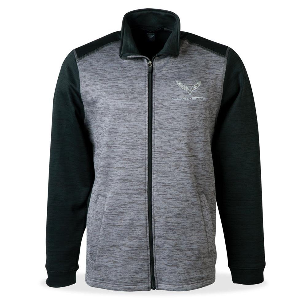 C7 Corvette Tonal Newbury Full Zip Fleece : Black/Graphite