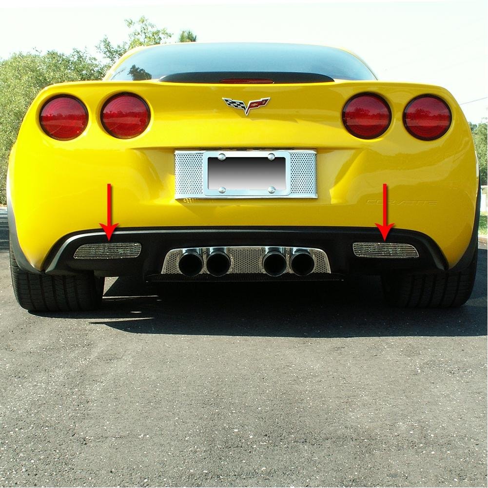 Corvette Rear Back Up Light Bezels 2 Pc. - Polished Stainless Steel : 2005-2013 C6 & Z06