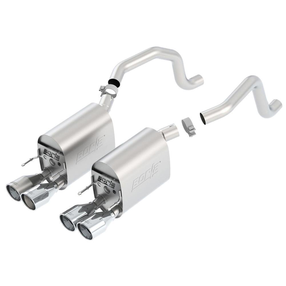 Corvette Exhaust System - Borla Rear Section Touring/4 Rd 4” Rd, Ac Tips : 2009-13 C6