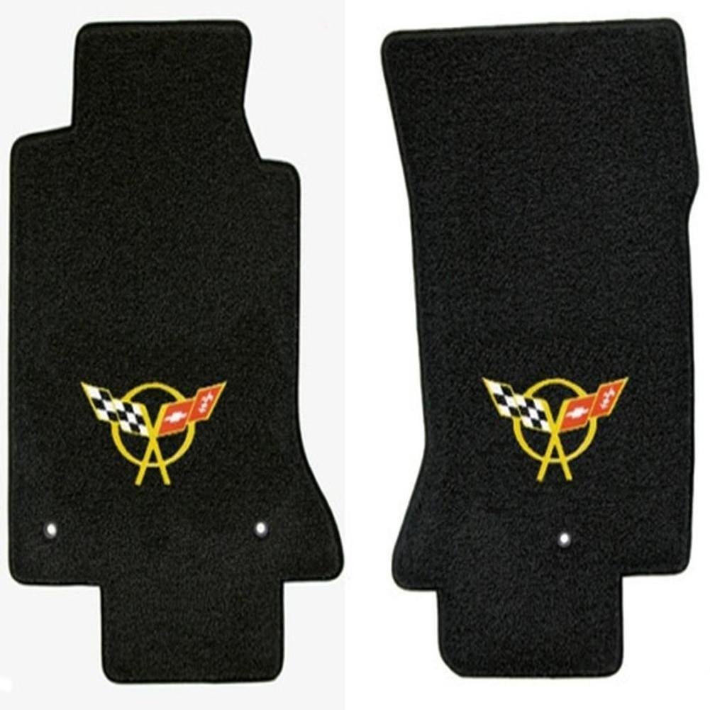 Corvette Ultimat Floor Mats - Black/Yellow C5 Emblem : 1997-2004 C5 & Z06