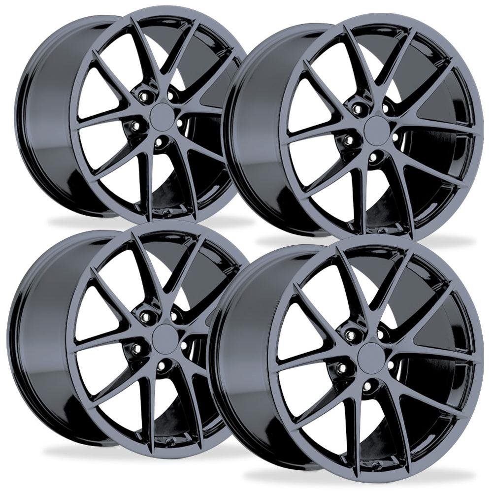 Corvette 2009 C6 Z06 Spyder - GM Wheel Exchange (Set) : Black Chrome 18 x 9.5 / 19 x 12