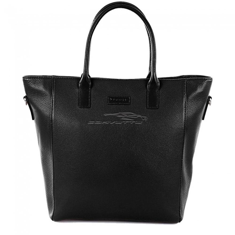 Next Generation Corvette Leather Crossbody Tote : Black