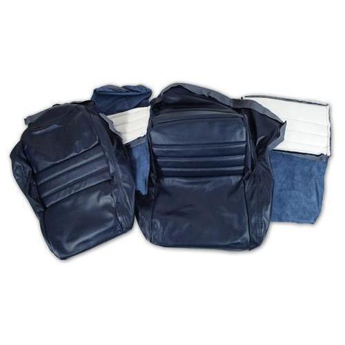 Corvette Leather Seat Covers. Dark Blue 100%-Leather 2-Bolster: 1979-1981