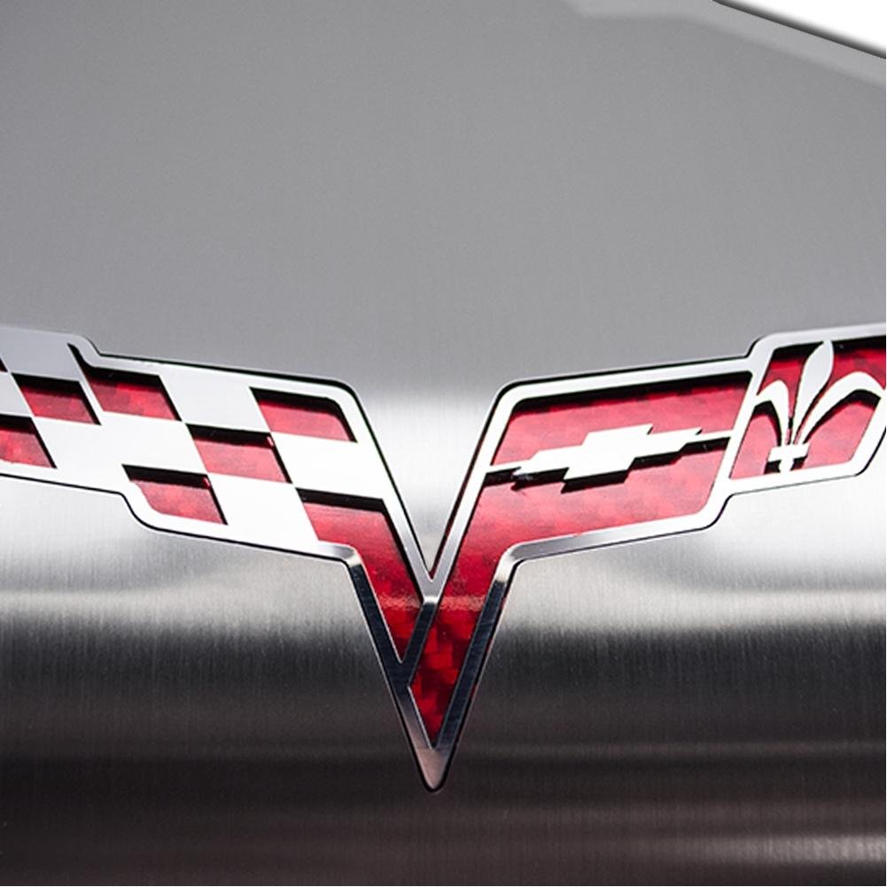 Corvette Alternator Cover - Polished/Brushed Stainless Steel Deluxe Series : 2005-2013 C6, Grand Sport