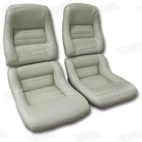 Corvette Mounted Leather Seat Covers. Oyster 100%-Leather 2-Bolster: 1979-1980