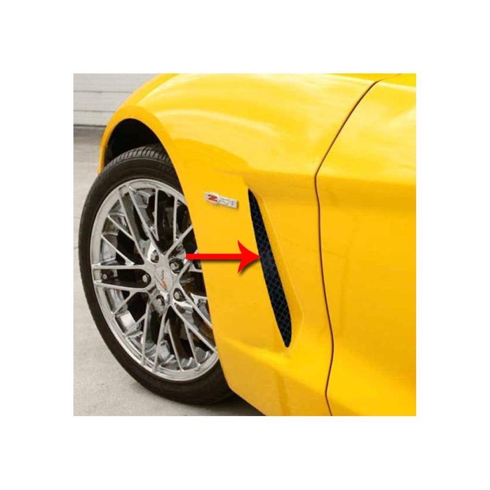 Corvette Side Grilles (Set) - Laser Mesh Black Stealth Stainless Steel : 2005-2013 C6