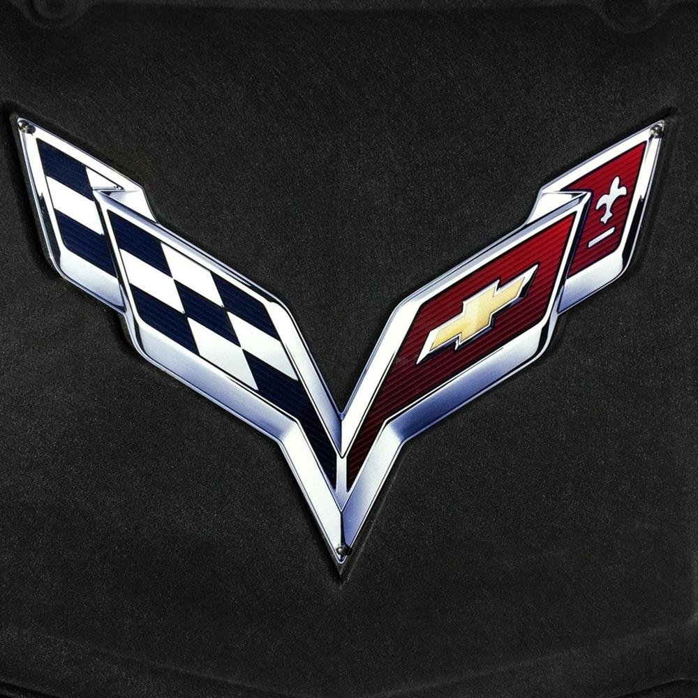 Corvette Metal Crossed Flags Hood Panel Badge : C7 Stingray, Z51