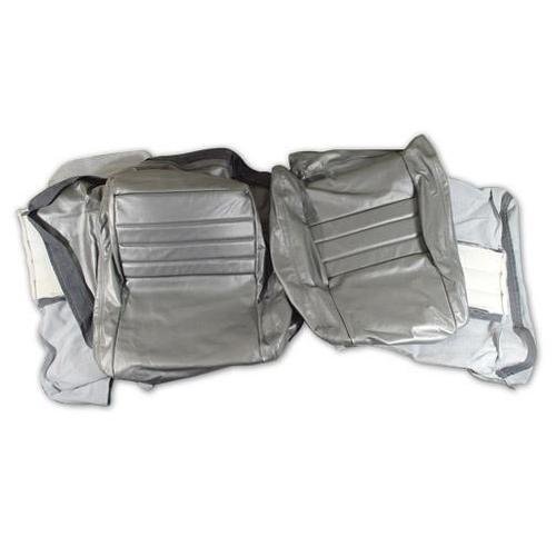 Corvette Leather Seat Covers. Silver 100%-Leather 4-Bolster: 1981