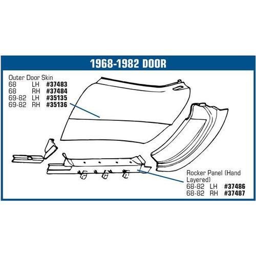 Corvette Door Skin. Outer LH: 1969-1982