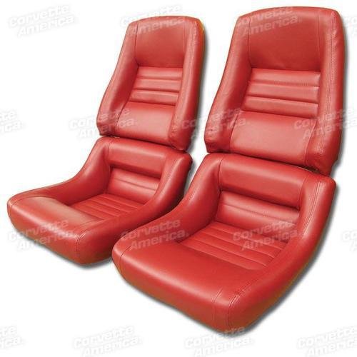 Corvette Mounted Leather Like Seat Covers. Red 4-Bolster: 1979-1981