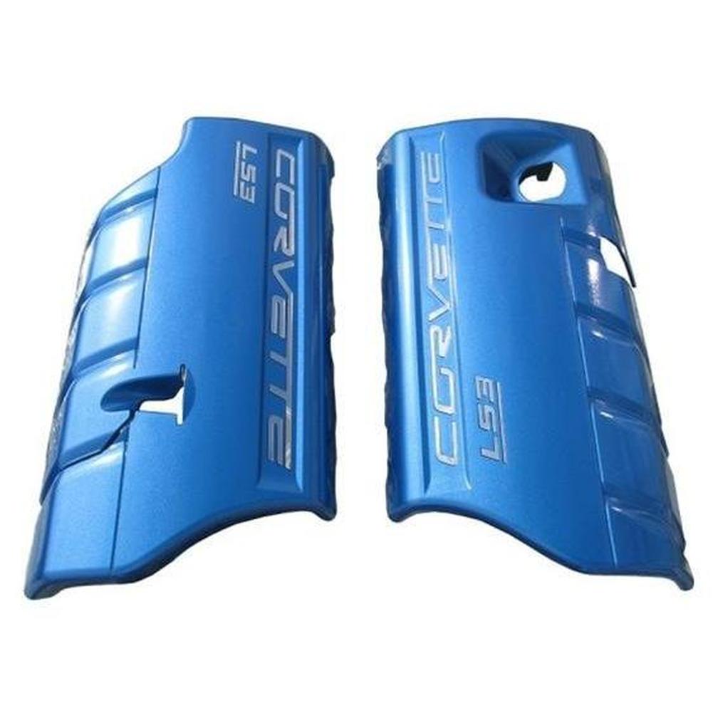 Corvette Fuel Rail Covers - 6 Speed Manual/Dry Sump - Custom Painted with Colored Lettering : 2008-2013 C6 LS3 Grand Sport