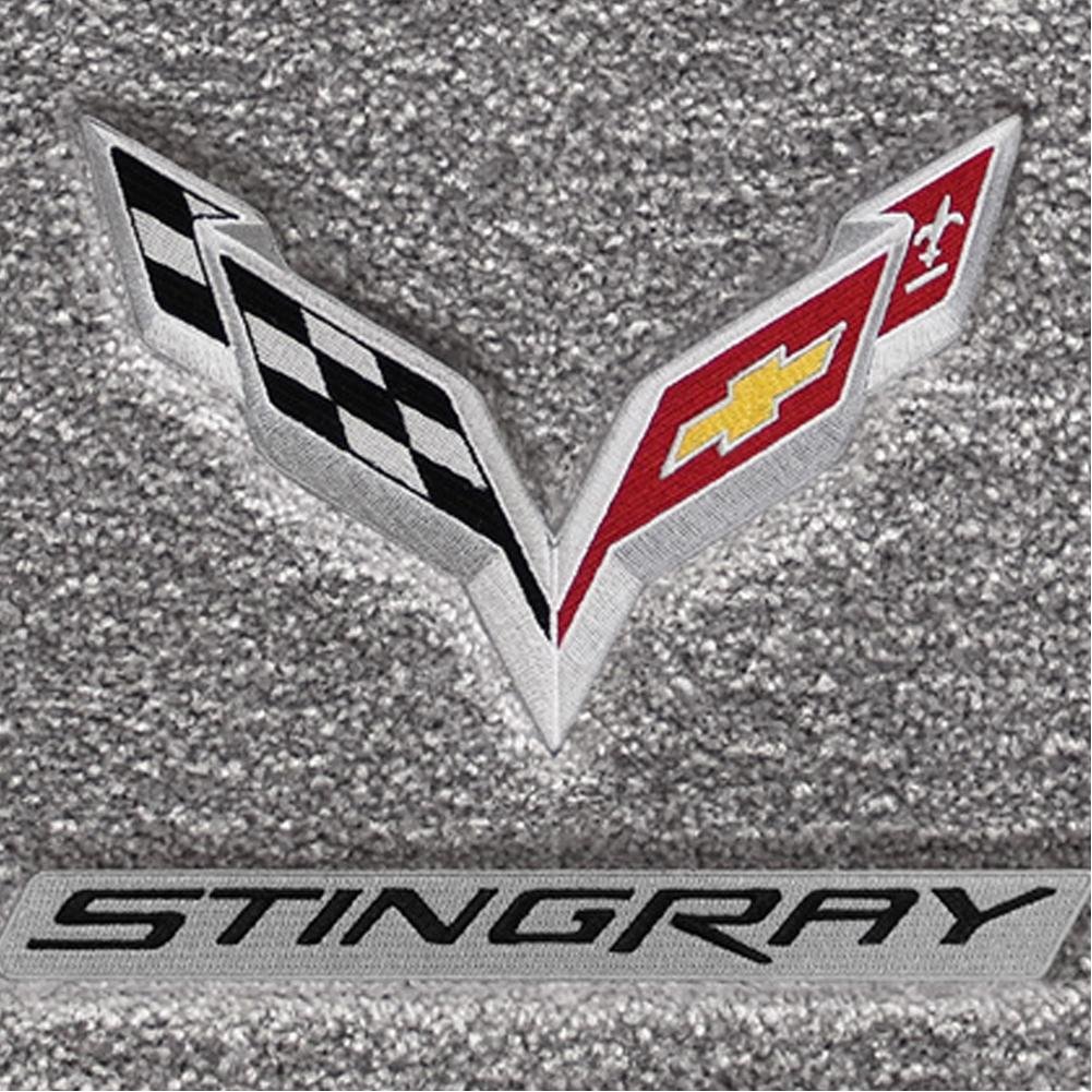 C7 Corvette Stingray Floor Mats - Lloyds Mats with C7 Crossed Flags & Stingray Script : Greystone