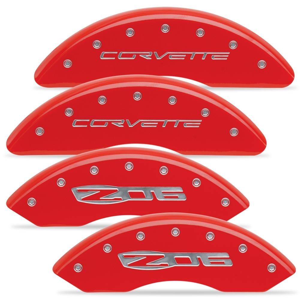 Corvette Brake Caliper Cover Set (4) - Corvette/Z06 Logo Black or Red : 2006-2013 Z06