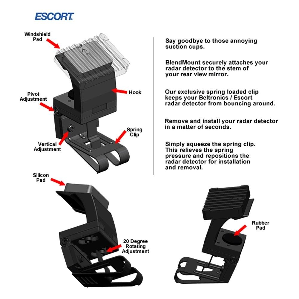 Corvette Radar Detector Bracket for Escort Passport Max Radar Detector : 2005-2013 C6