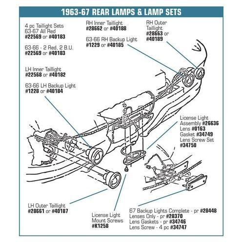Corvette Taillights. W/Backup Lights 4 Piece Set: 1963-1966