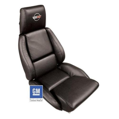 Corvette Embroidered Leather Seat Covers. Black Standard: 1989-1992